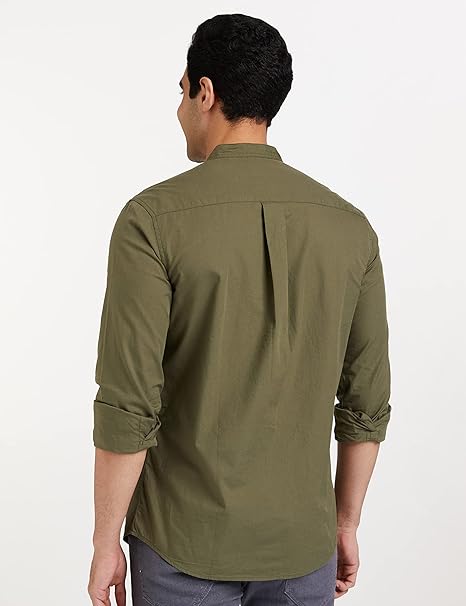 Men's Cotton Shirt | Chinese Collar | Casual | Plain | Full Sleeve | Summer - Regular Fit (Available in Plus Size)