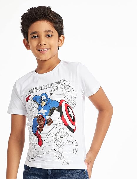 Marvel Boy's Cartoon Regular Fit Tshirt